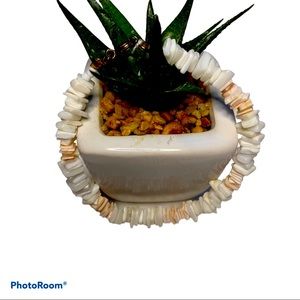 Vintage White/Pink Puka Shell Bracelet